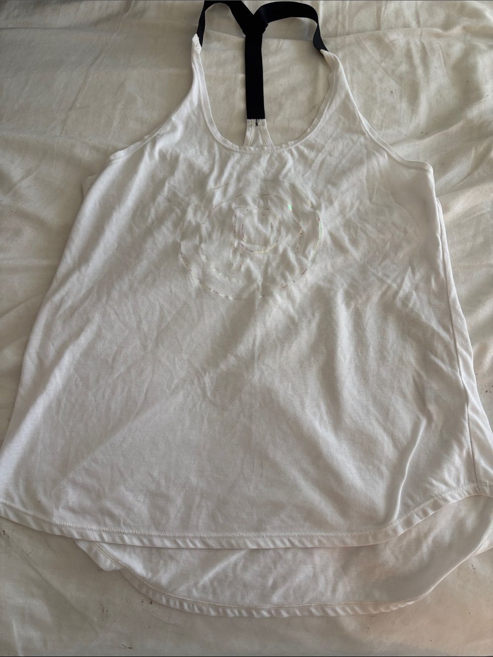 Pure Barre logo White Racerback Tank Top with Black Strap XS